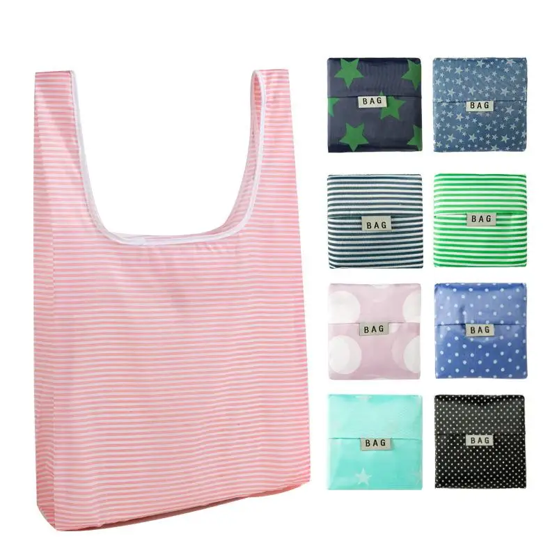 

1 Pc Color Polyester Folding Shopping Bag Small Square Bag Portable Environmental Protection Waterproof Kitchen Room Storage Bag