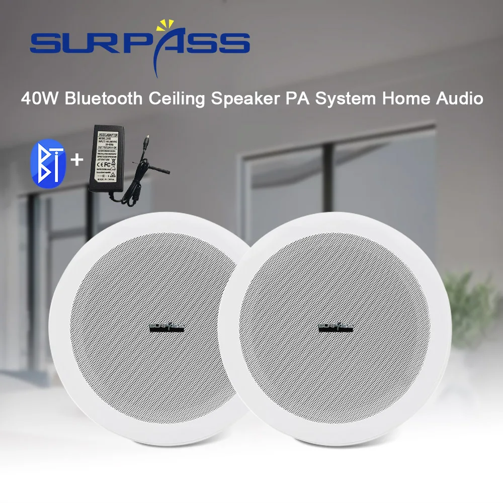 Потолочный Bluetooth динамик 1 пара 40 Вт система ПА домашний аудиотеатр фоновая музыка колонка стерео сабвуфер