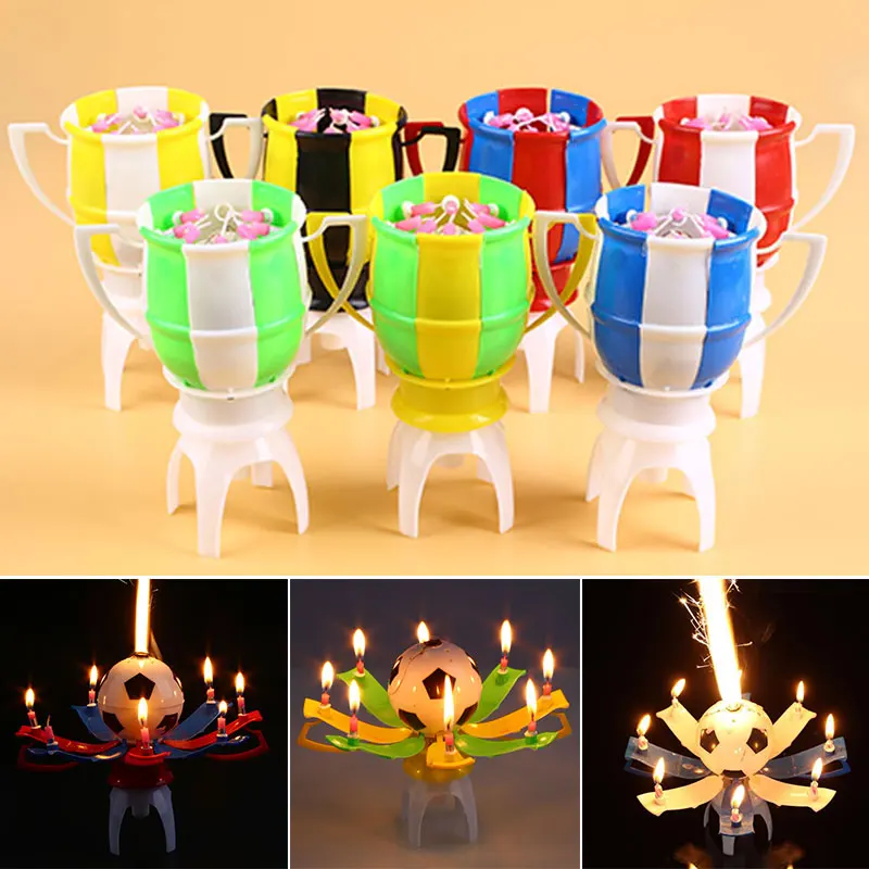 День Рождения Декор футбольный трофей подарок музыкальная свеча автоматический