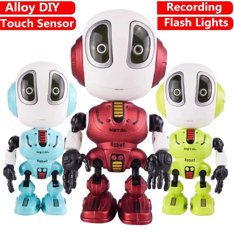 

Intelligent Talking Robot Electronic Removable Doll Toy Flash LED Light Touch Sensor Speaking Recording DIY Alloy Robot Toy Gift