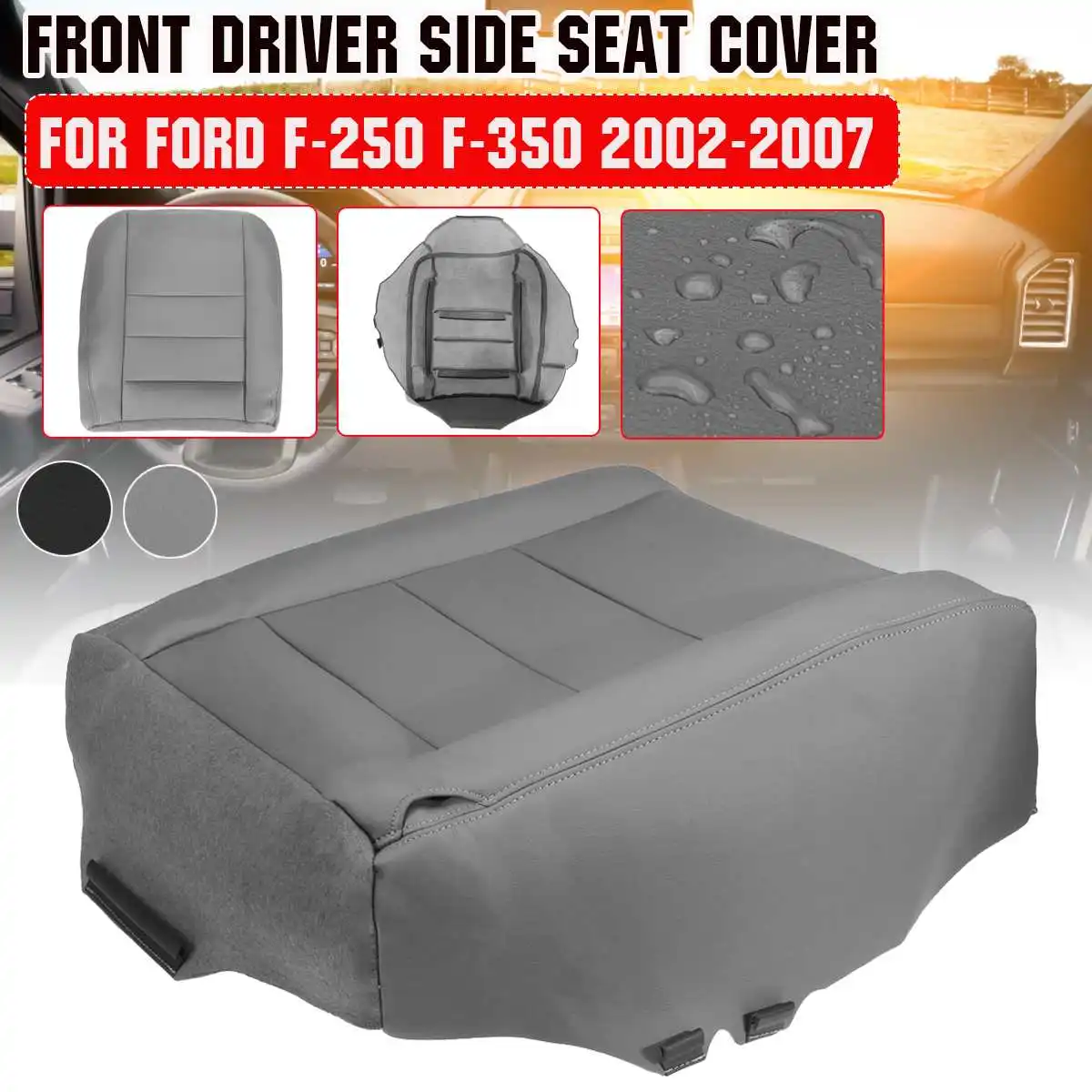Front Driver Side Bottom Seat Cover PU Leather Waterproof For Ford F250 F350 Super Duty Lariat 2002 2003 2004 2005 2006 2007