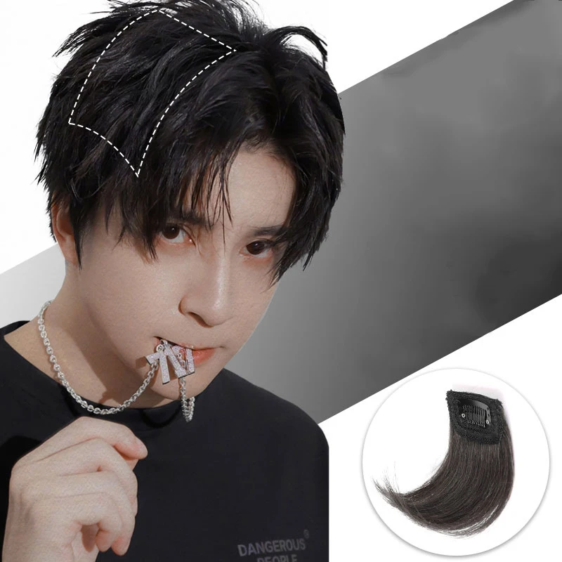 

Synthetic Invisable Seamless Hair Pads Clip In One Piece Hair Extension Lining of Natural Men Hair Top Side Cover Hairpiece