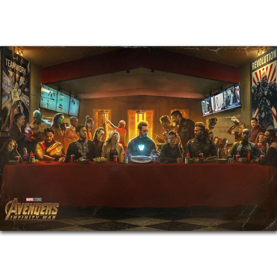 MQ3538 хит, Мстители, Бесконечная война, Мстители 3, фильм MARVEL, художественный плакат, Шелковый Холст, украшение для дома, Настенная картина, печать - Цвет: The Last Supper 001