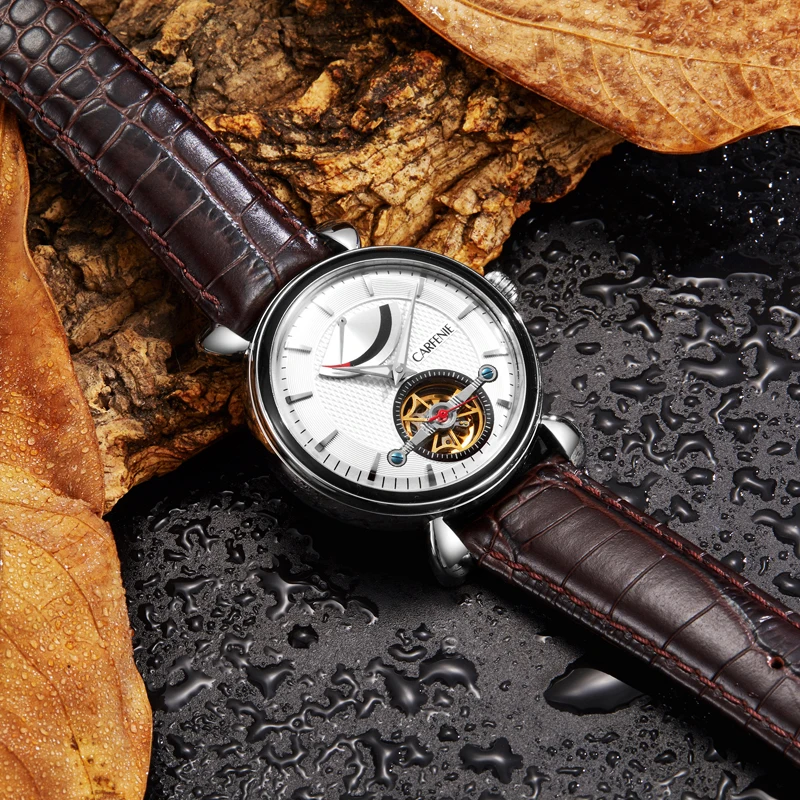 

Carfennie Mechanical Watch Men Wrist Automatic Retro Watches Men Waterproof Black Full-Steel Watch Clock New 2021