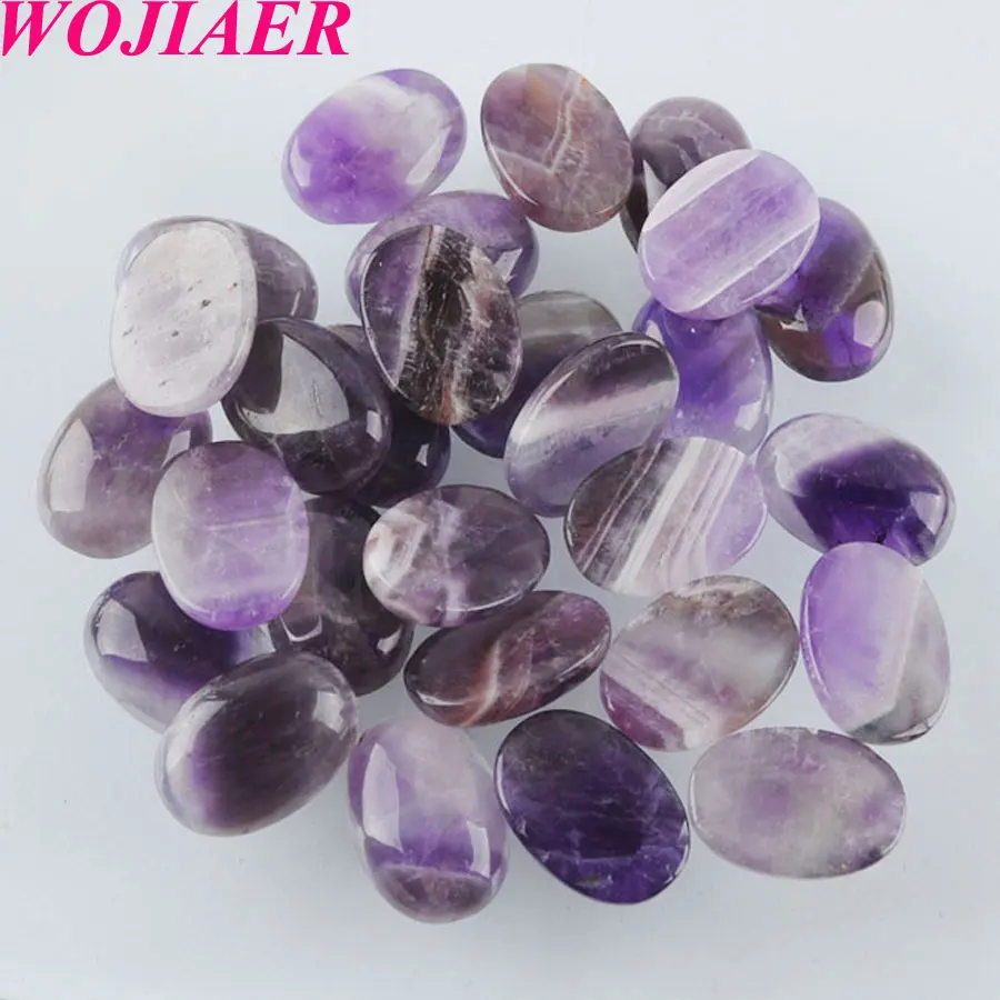 

WOJIAER Natural Amethysts Cabochon Beads Oval CAB 13x18mm Semi-precious Stones Fit Handmade Jewelry Women Men 50PCS PU8020