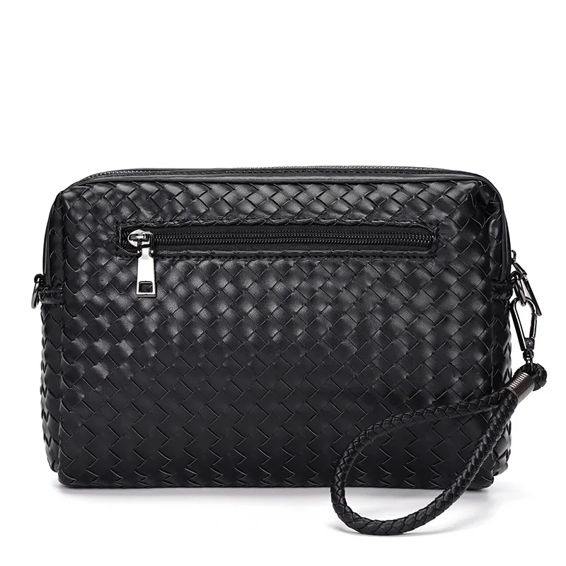 Luxury Cowhide Leather Top Handle Bags 2021 Fashion Men High Quality Large Capacity Designer Outdoor Zippers Woven Male Handbag