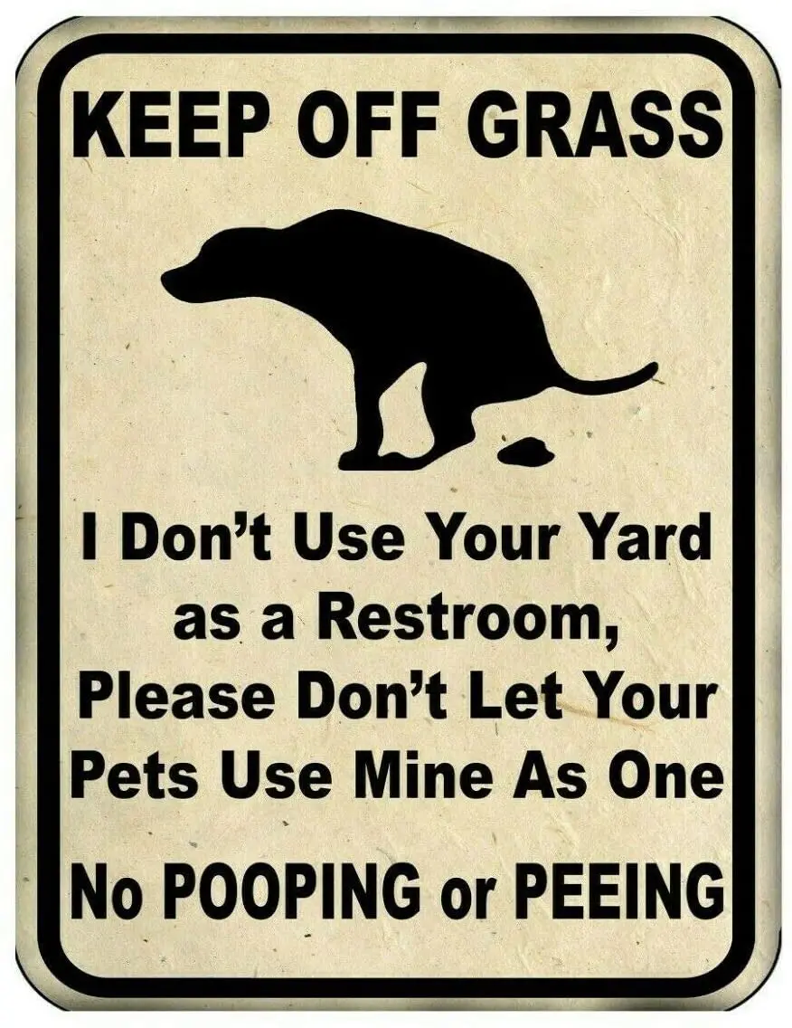 

Metal Tin Sign Keep Off Grass Metal Yard Sign No Dogs Pooping or Peeing on Lawn Park Decoration Metal Plate 8x12 or 12x16 Inches