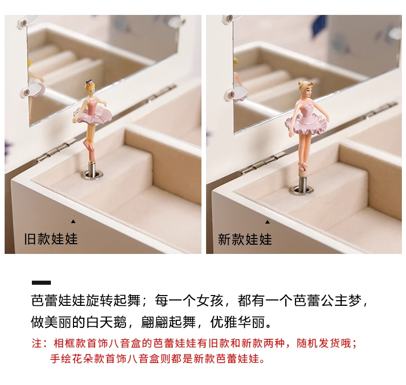 Wooden Photo Frame+ Music Box+ Jewelry Box Ballerina Music Box Gifts Birthday Presents for Girl Girlfriend Ballet Jewellery Box