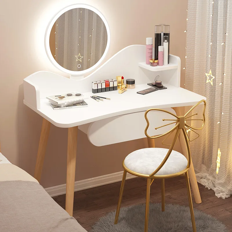 

Современный минималистичный туалетный столик для спальни, шкаф для хранения, встроенный сетчатый маленький скандинавский макияжный столи...
