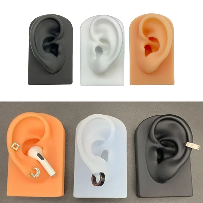 

1 pcs Silicone Ear Model Professional Practice Piercings Tools Earrings Ear Studs Jewelry Display Ear Model Can Be Reused