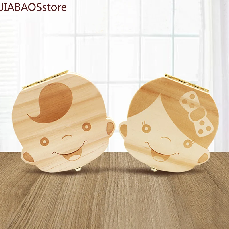 

Деревянная детская коробка для хранения зубов, английский/испанский/французский/русский/Итальянский зубы, органайзер для пупла Lanugo, подаро...