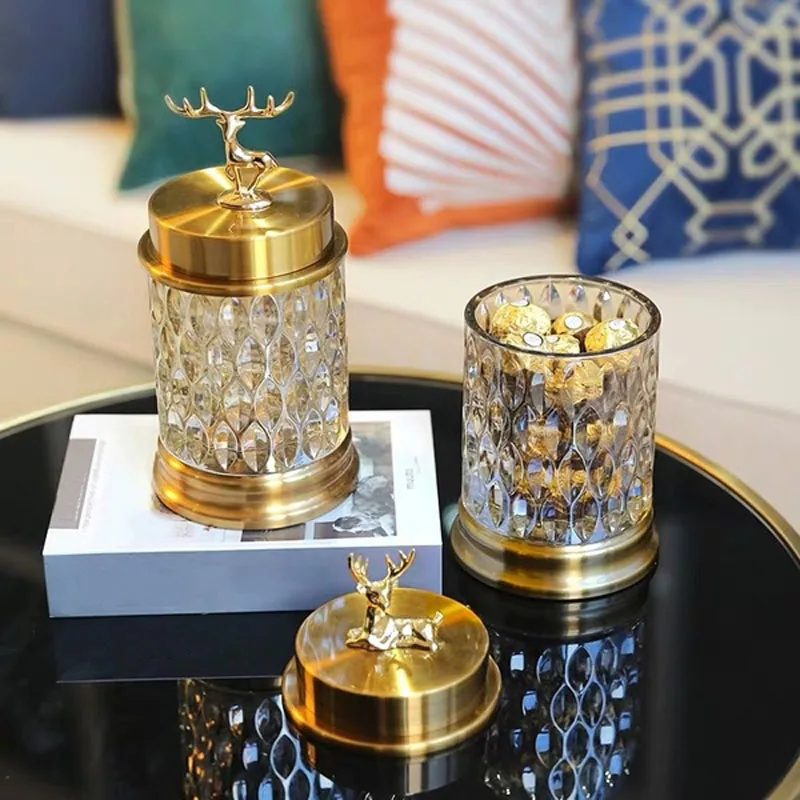 Скандинавская позолоченная стеклянная банка с оленем бутылка для хранения