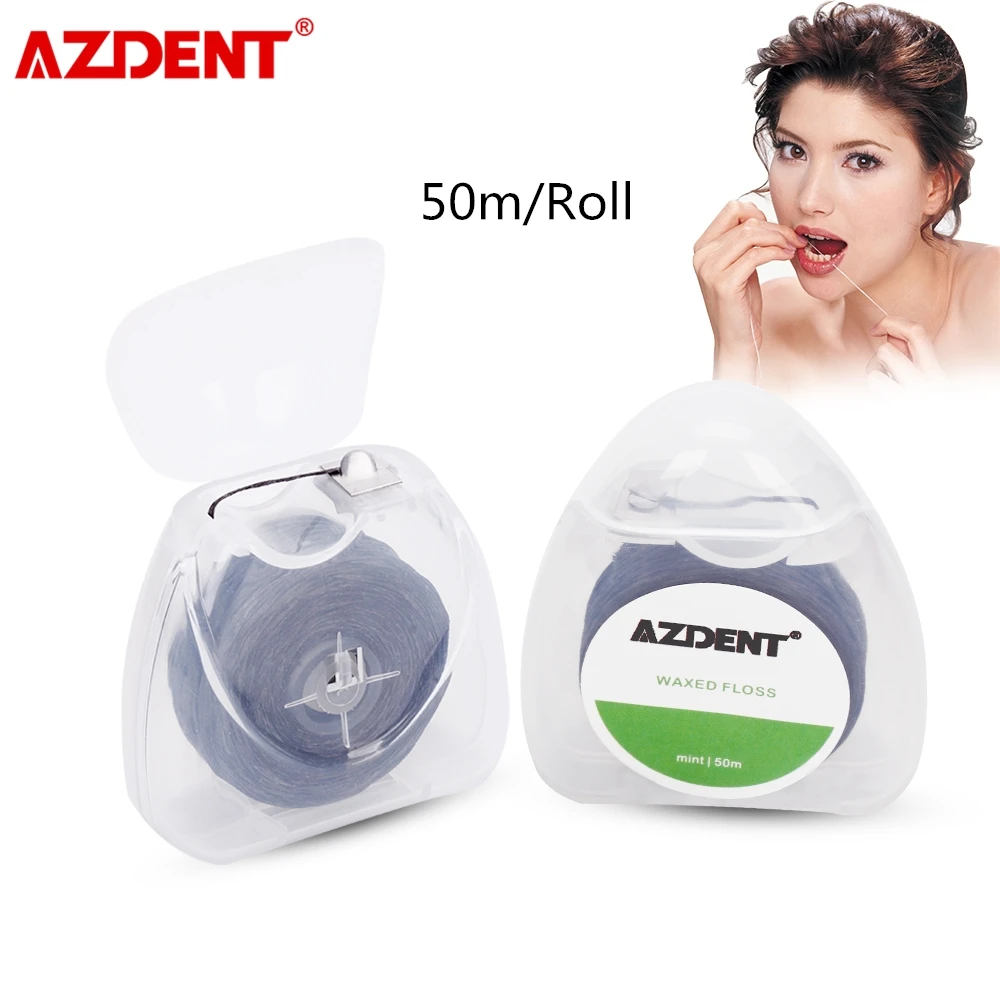 Зубная нить AZDENT со встроенной катушкой 10 рулонов воск с мятным вкусом