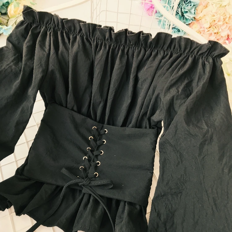 2021 летняя Новинка сексуальная женская блузка с вырезом лодочкой оборками