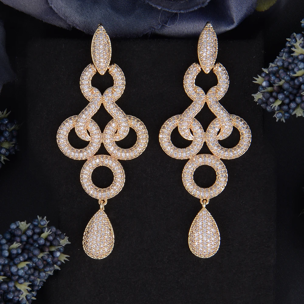 

Модные свадебные серьги-подвески в форме капли blлацетта, серьги-подвески в форме капли с фианитом для женщин и девушек, ювелирные изделия вы...