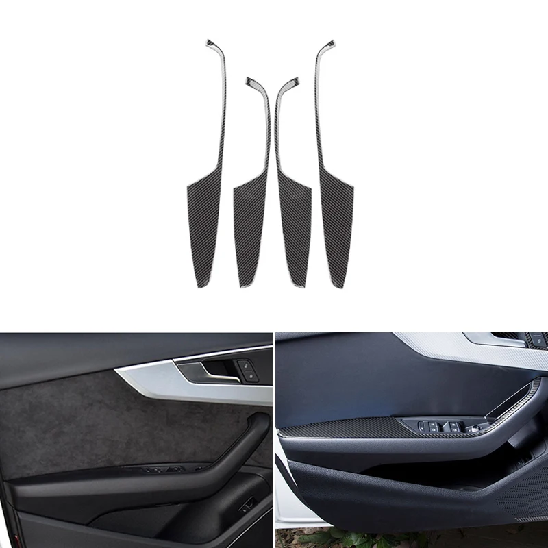 

Real Carbon Fiber Car Styling Door Handle Armrest Panel Window Lift Cover Trim For Audi A4 B9 A4L 2017 2018
