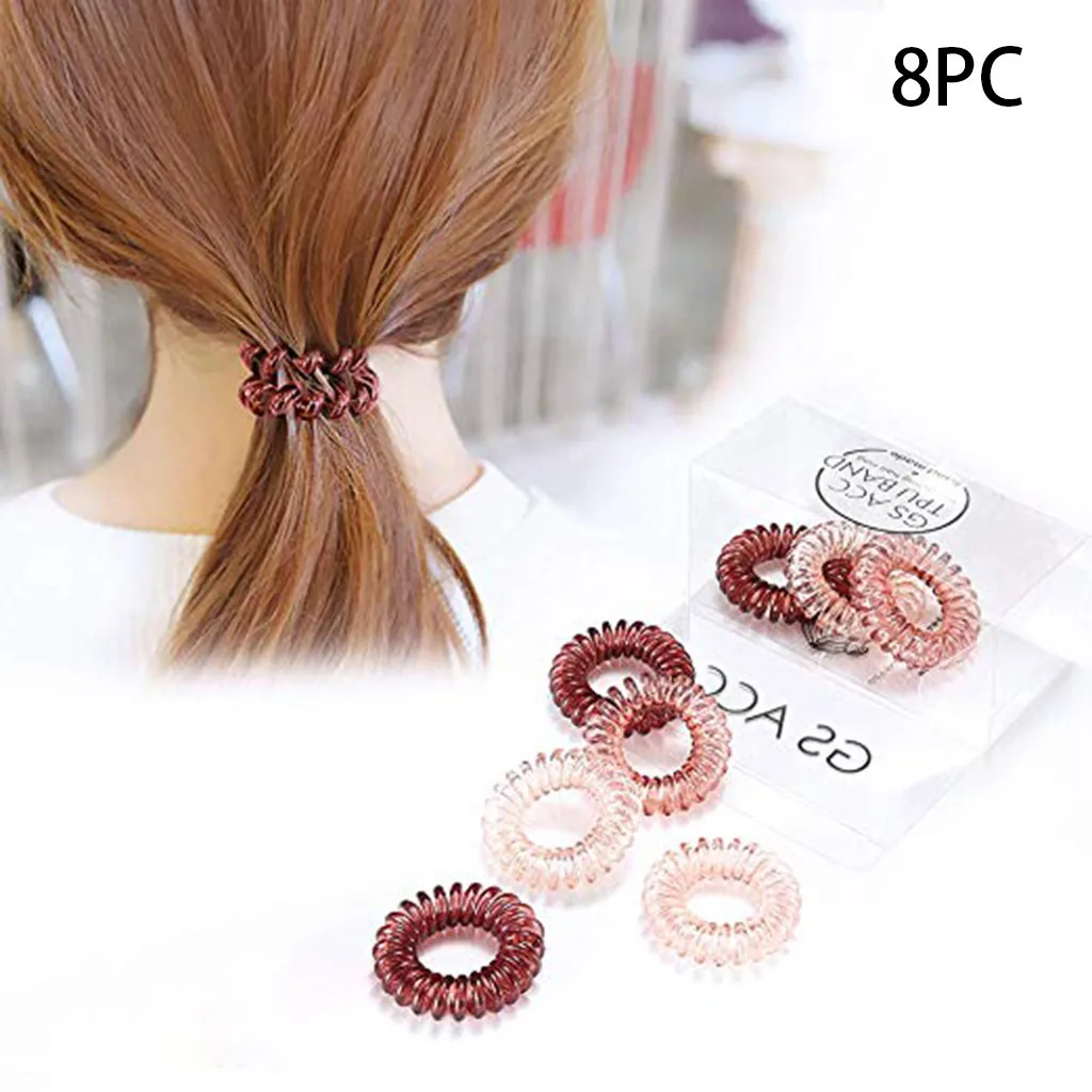 

8pcs Telephone Wire Elastic Hair Band Ties Rope Strip Scrunchies Ponytail Holder Elastic Hair Women Hair Accessories Hair Band