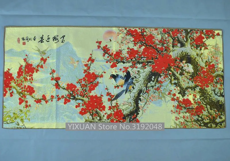 Картина из парчи с цветами и птицами картина вышивкой для украшения ветки дома