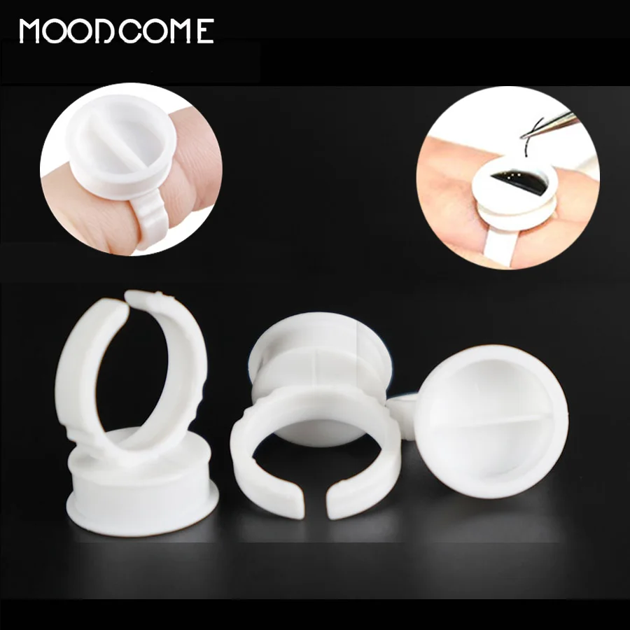 

100/200pcs eyelash extend ring cup permanent makeup pigment Holder Pallet Adjustable false eyelashes glue Ring Female supplies