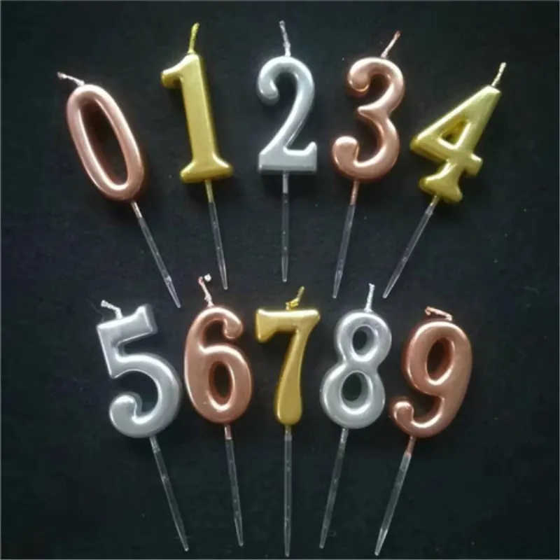 Сверкающие цифровые мини свечи на день рождения детский Принц принцесса