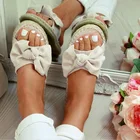 Женские сандалии на платформе и высоком каблуке, пляжные шлепанцы с бантом, Сланцы на толстой подошве, летняя обувь для девочек, 2021