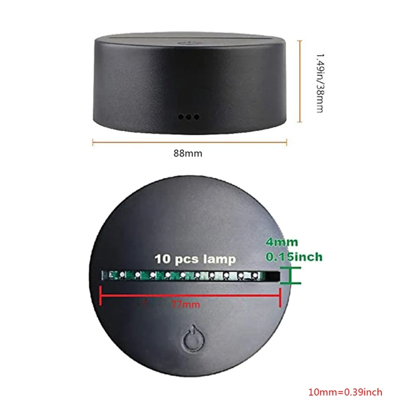 

4Pc Night LED Light Lamp Base Remote Control USB Cable Adjustable 7 Colors Decorative Lights for Room Restaurant Officce