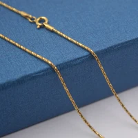 new pure solid 18k yellow gold necklace 1mm round link chain necklace 16 5l for woman