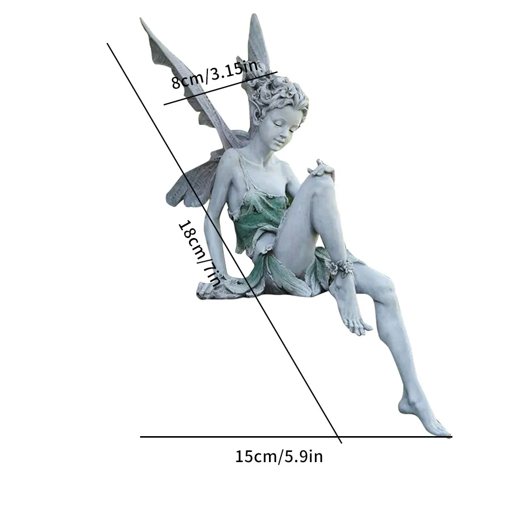 

Resin Sitting Fairy Statue Garden Ornament Porch Sculpture Yard Craft Landscaping For Home Garden Decoration Fairy Figurine