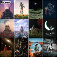 5d diy diamond painting astronaut spaceman space scenery full square round drill astronaut embroidery cross stitch home decor