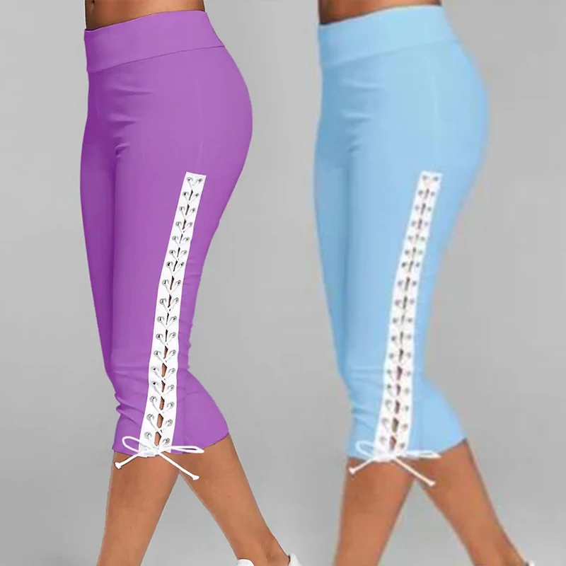 

Women Casual Yoga Pants Fashion Slim Fit Corns Bandage Sweatpants Cropped Pants Beach Pants Plus Size Multi Color Sports Pants