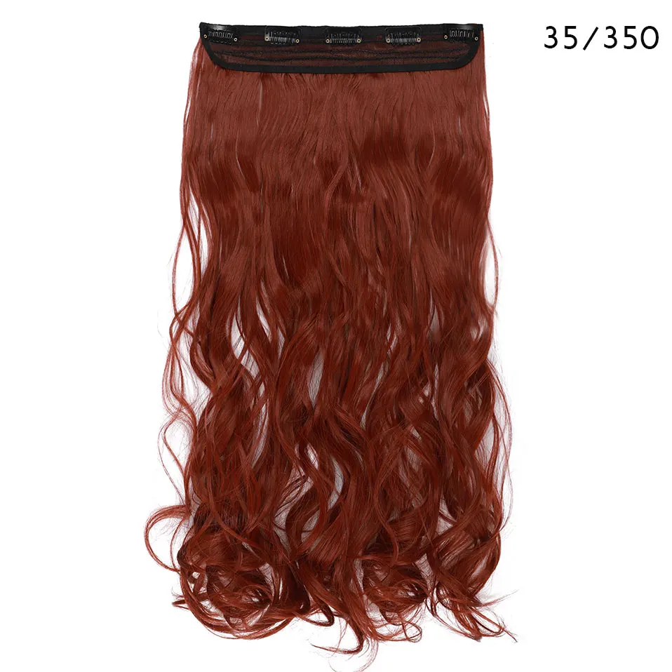 auburn ginger S-noilite, 47 цветов, 24 дюйма, длинные волнистые женские волосы на заколках, цельные синтетические волосы для наращивания, черный, коричневый, накладные волосы на заколках для женщин - Цвет: auburn ginger
