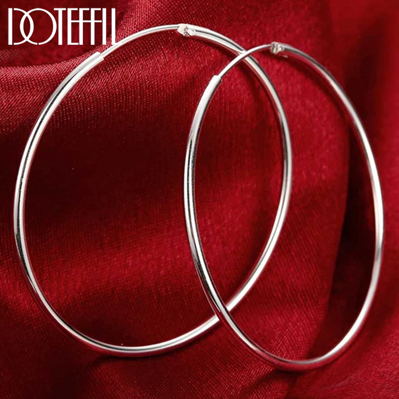Серьги-кольца DOTEFFIL из стерлингового серебра 100% пробы женские круглые простые