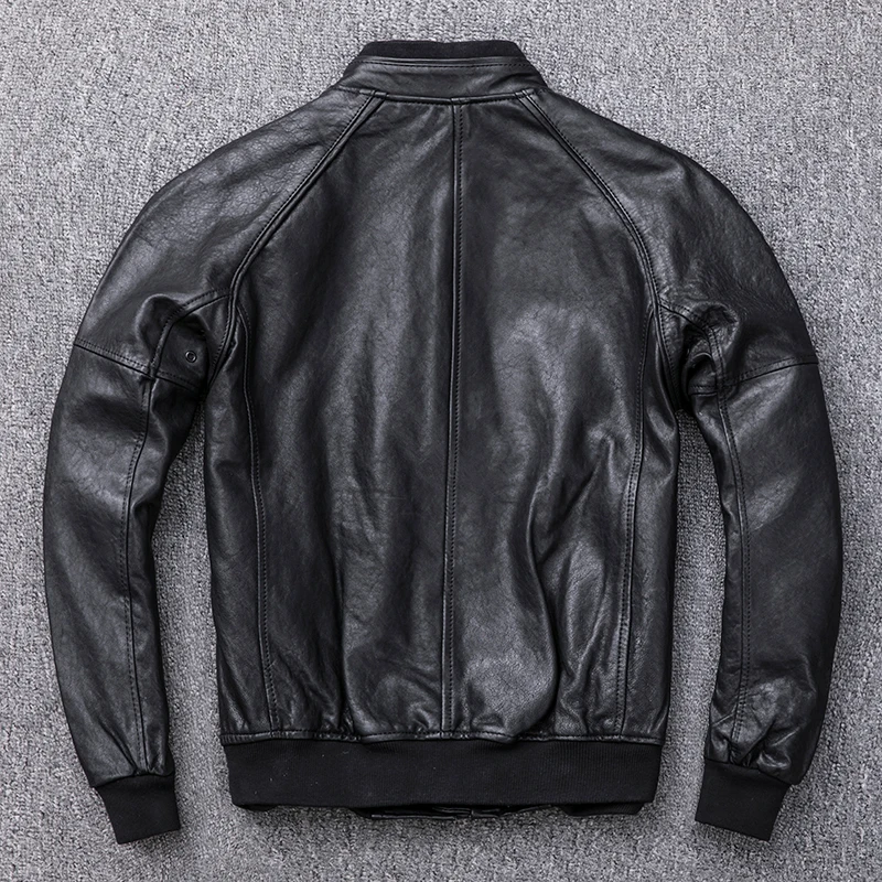 Мужская короткая бейсбольная форма повседневная кожаная куртка из натуральной