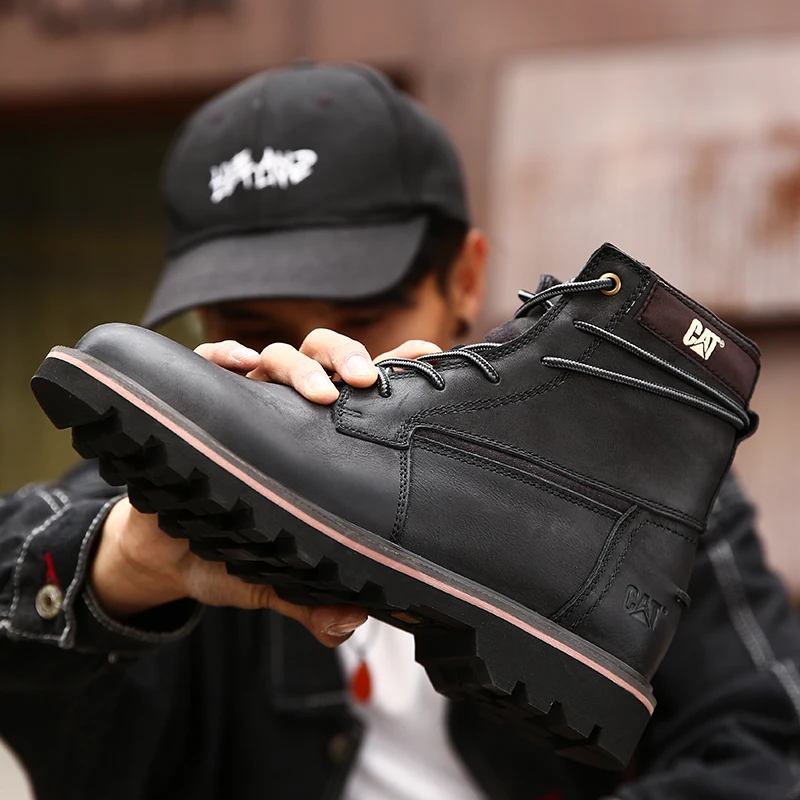 

CAT 2021 New Medium Cut Leather Tooling Shoes Couple Outdoor Hiking Shoes Ski Shoes Warm Non-slip Sports Shoes
