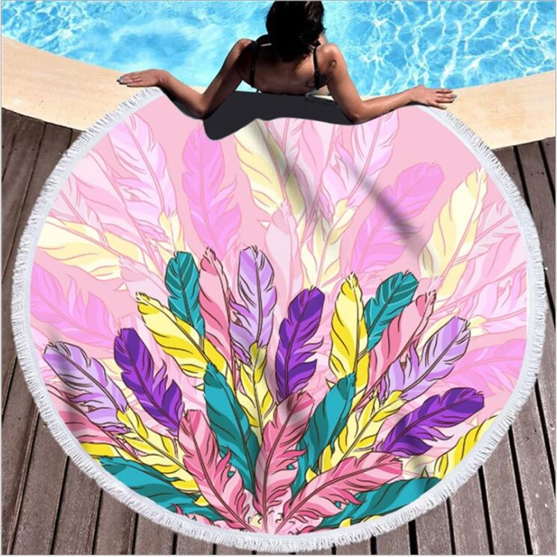 Мандала микрофибра круглое пляжное полотенце активный с узором пляжный