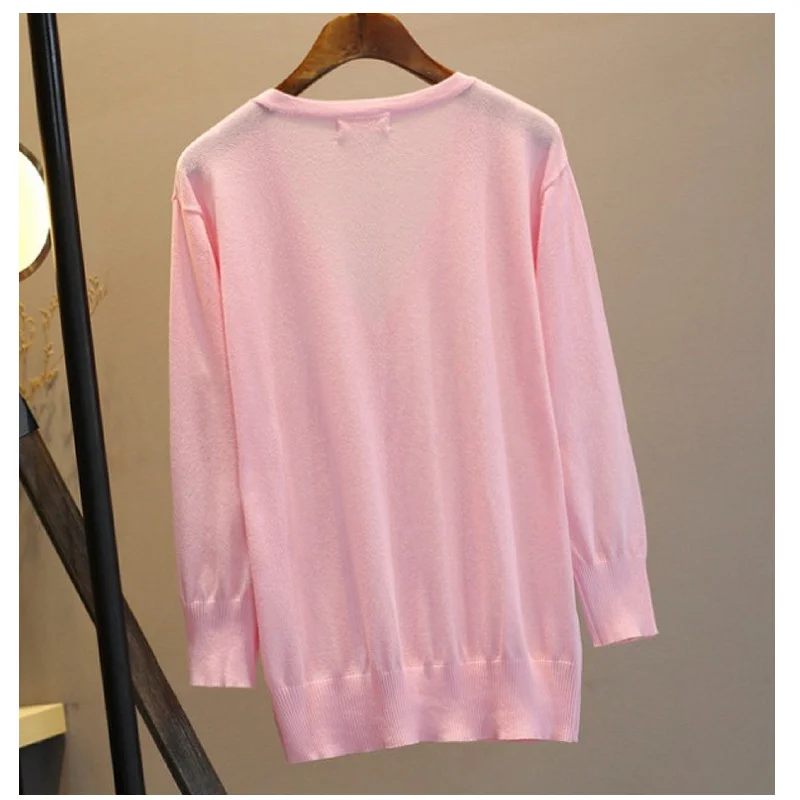 Свитер тонкий для кондиционера трикотажные женские топы размера плюс 5XL 4XL