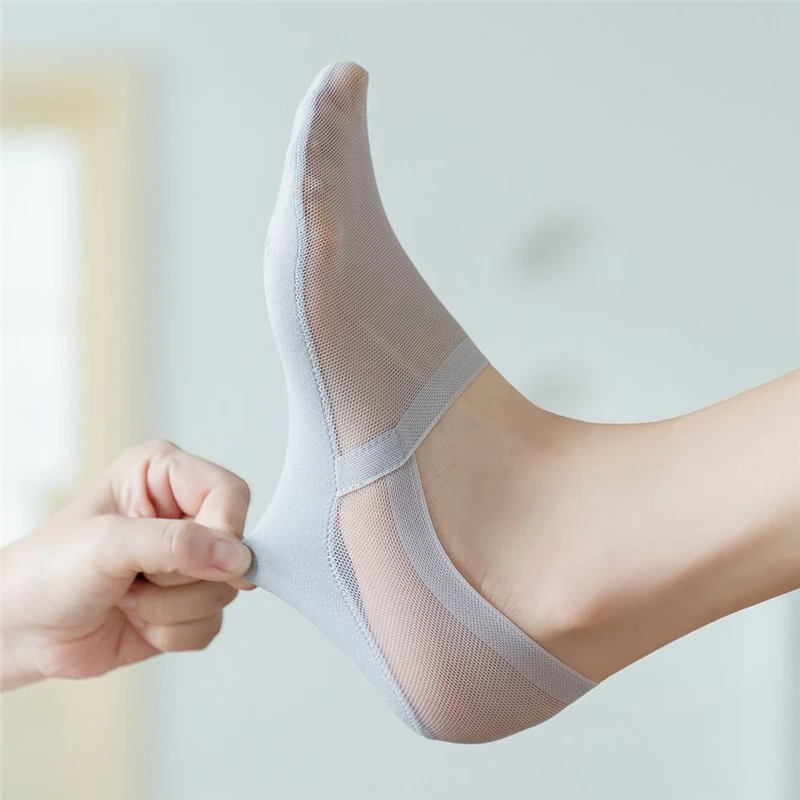 5 Pairs Lot Socks For Women Invisible Sock Slippers Color Thin Mesh Transparent Women's Socks Korea Style Mesh No Show Summer