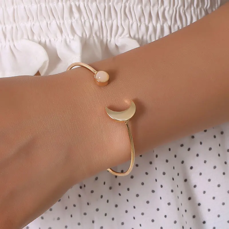 Лидер продаж открытые браслеты на запястье золотистые серебристые черные луна