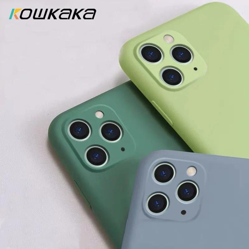 Kowkaka Жидкий чехол для телефона iPhone 11Pro Max простой сплошной цвет защита пушистая