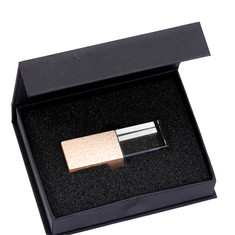 JASTER Walnut Crystal usb 2,0 4 ГБ 8 ГБ 32 ГБ 64 Гб 128 ГБ флеш-накопитель с черной упаковочной коробкой(10 шт. бесплатный логотип - Цвет: maple usb and box