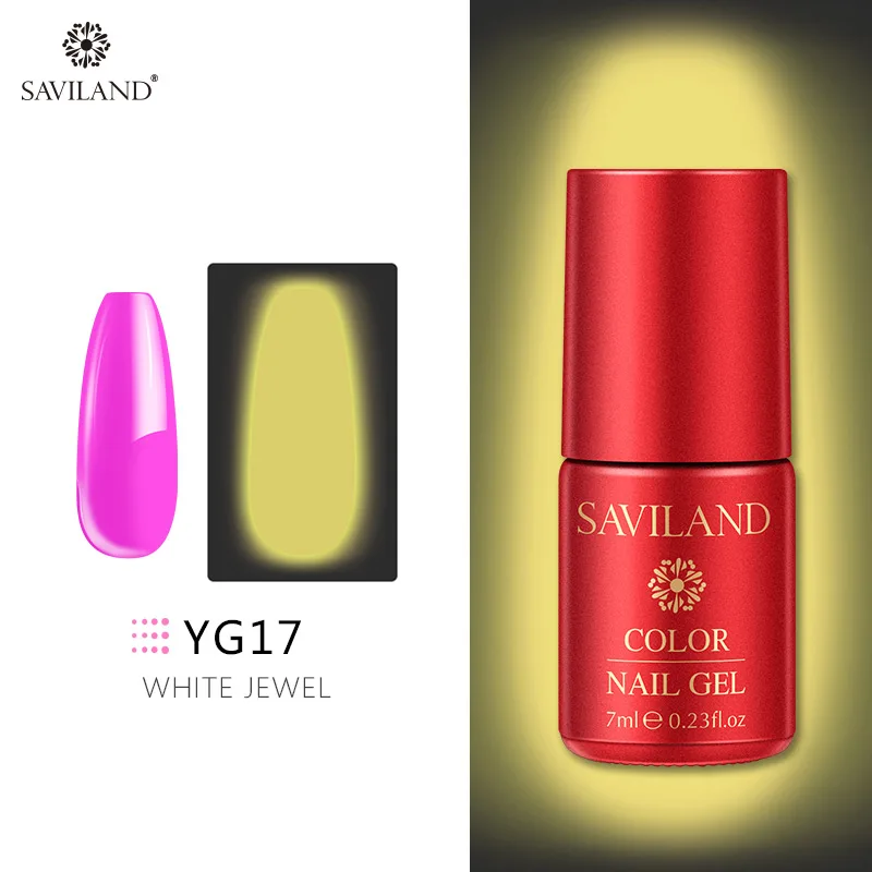 7ml YG17 Светящийся лак для ногтей SAVILAND, не протирает верхнее покрытие, 6 цветов, светящийся в темноте, Гель-лак для ногтей, отмачиваемый, УФ-Гель-лак, блеск в темноте - Цвет: 7ml YG17