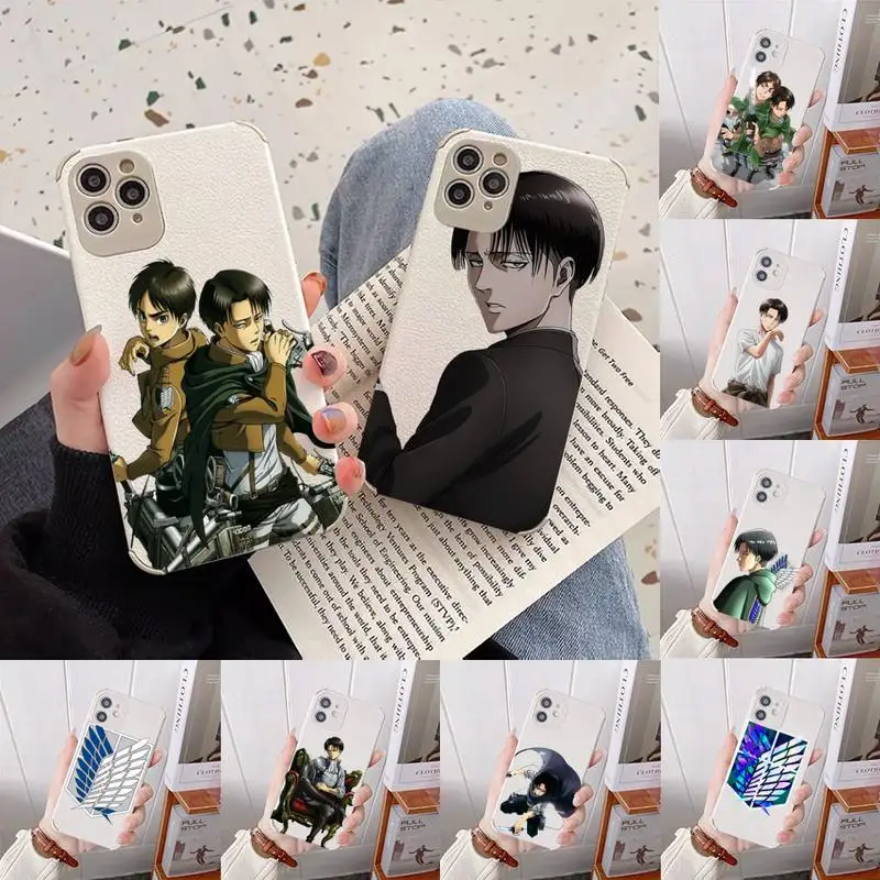 

Hot Anime Attack On Titan Phone Case Lambskin Leather For iphone 12 11 8 7 6 XR X XS PLUS MINI PLUS PRO MAX Shockproof