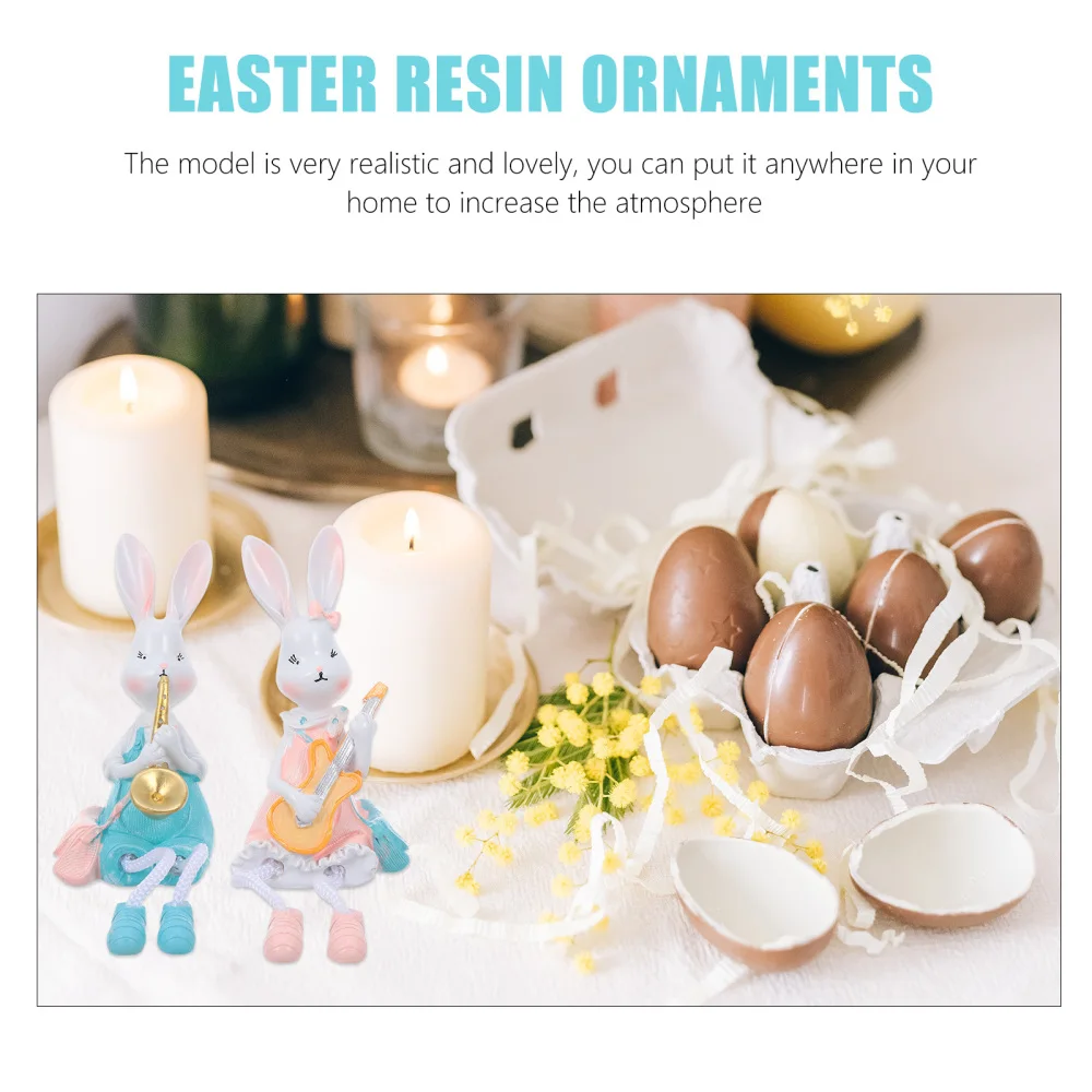 

2 Pcs Adorable Resin Crafts Lovely Easter Gifts Unique Miniature Decorations