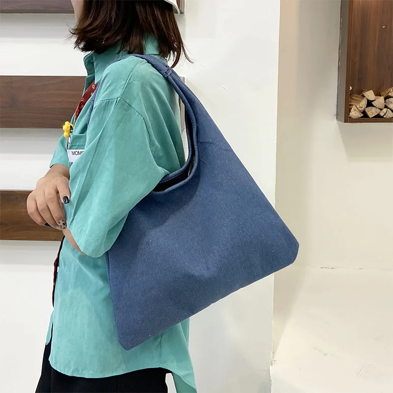 

Fashion Handbag 2021 New Wild Denim Canvas Simple Design Female Bag Single Shoulder Large Capacity Shopping Travel Leisure Bag