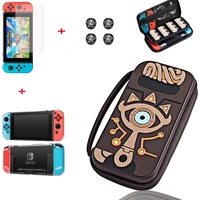 travel pouch bundle case for nintend switch game console ns carry bag temper glass protection crystal case 4pc joystick cap