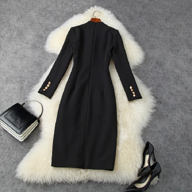 

2020 New High Quality Ruffle V-neck High Waist Dress Autumn Women Fishtail Party Dress Vintage Office Work Package Hip Dresses