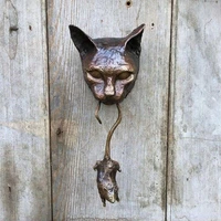 cat and mouse door knocker or wall resin ornament rusty brown cast iron pest repellent mouse metal statue protect plants new