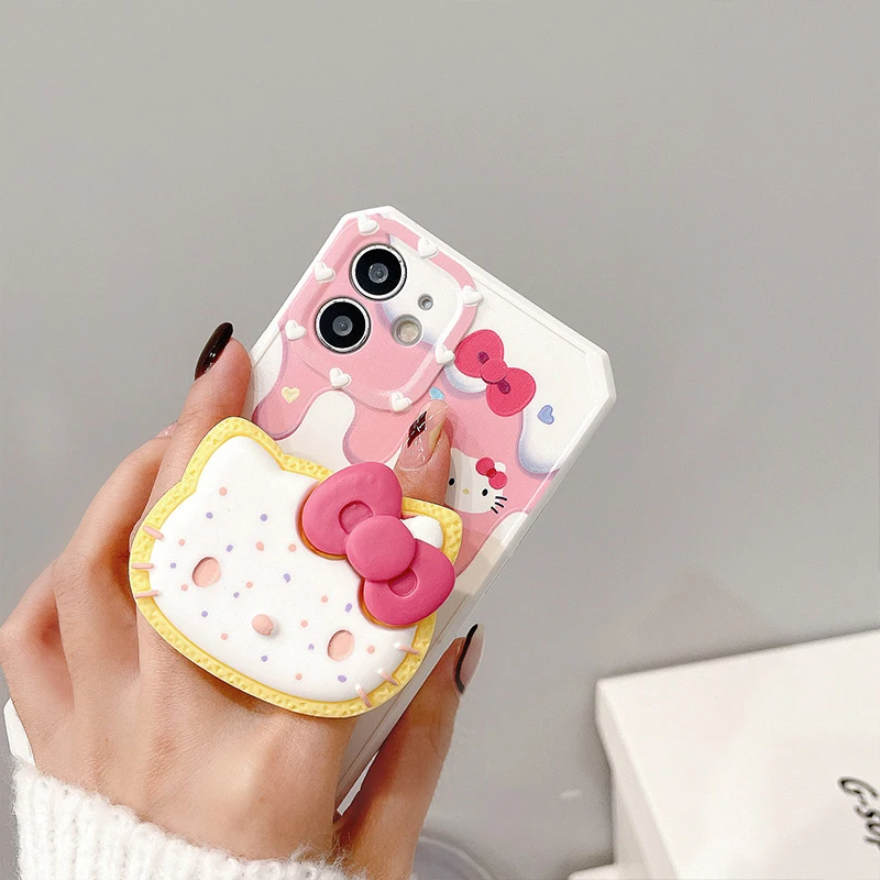 Милый защитный чехол для мобильного телефона Hellokittys Iphone с подставкой из