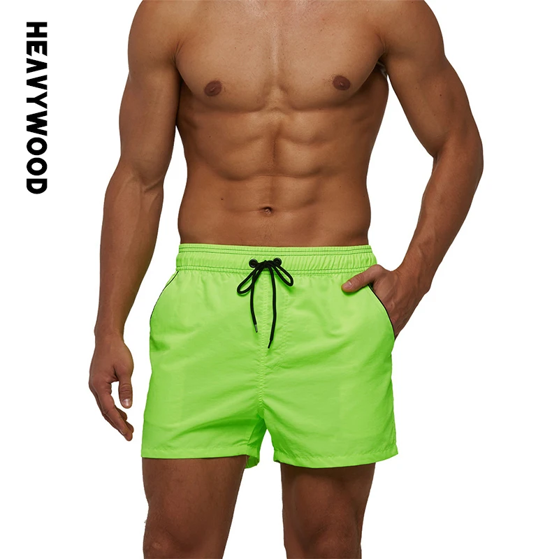 

Heavywood Men's Mesh Lining Swim Trunks Waterproof Quick Dry Surf Sports Shorts MultiColor Drawstring Pockets Zip Beach Pants