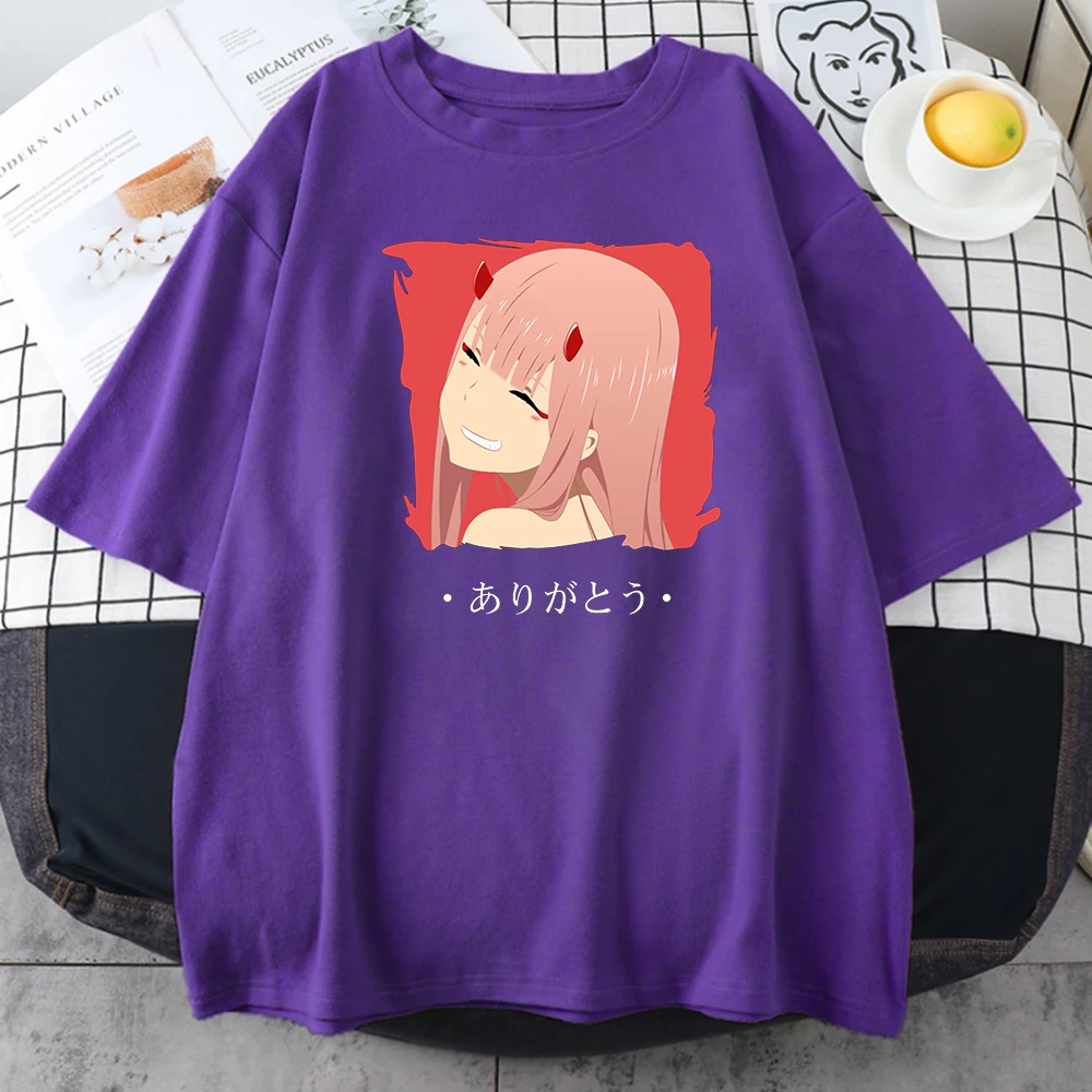 

Cartoons Anime Zero Two T-Shirt Women Korean Style T Shirts 2022 Summer Hot Sale Tees Trendy INS Women Short Sleeves Tops